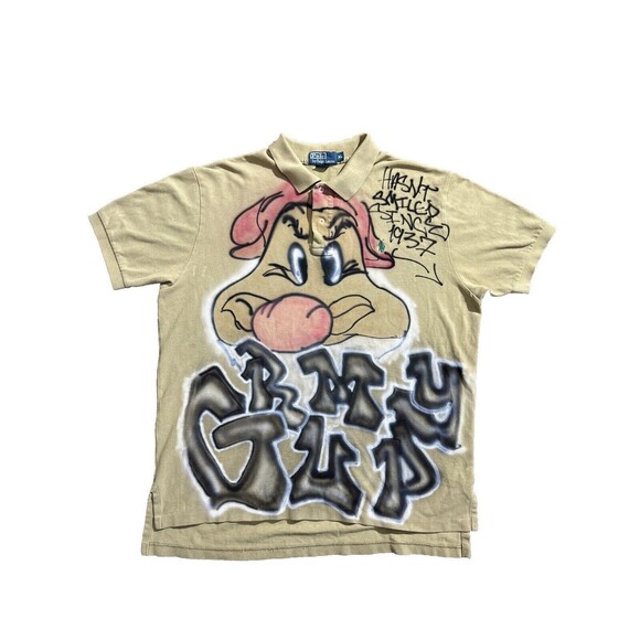 VTG Polo Ralph Lauren Polo Shirt Grumpy Seven Dwarfs Shirt XL Custom Airbrushed - Picture 1 of 9